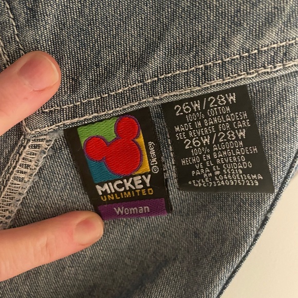 Vintage Mickey Unlimited Plus Size Denim Short Overalls Embroidered Mickey 26 28 - Picture 7 of 8